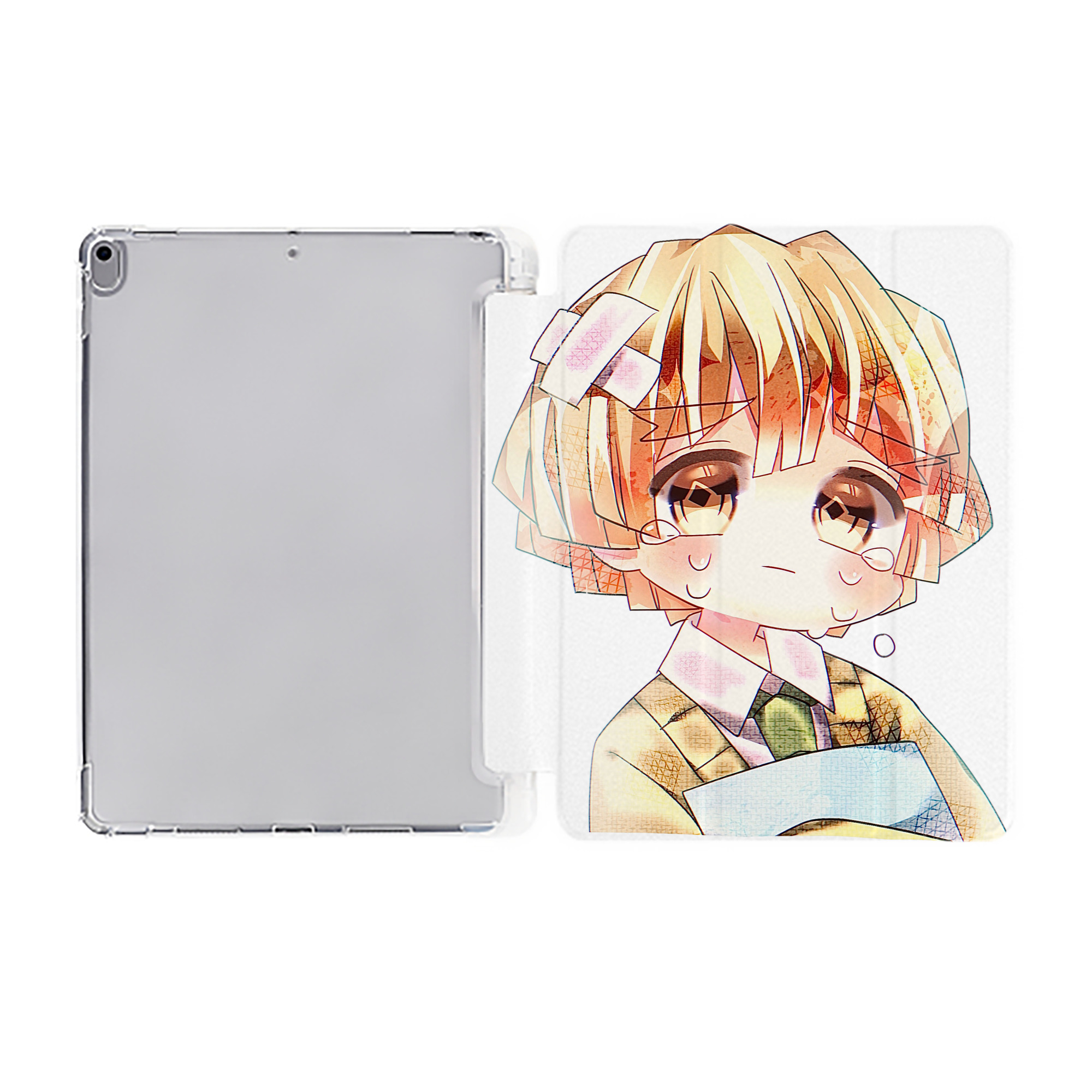 （画像用） 鬼滅の刃（きめつのやいば）我妻 善逸／あがつま ぜんいつ Agatsuma Zenitsu IPad ケース ペン収納付き 三つ折りスタンド PUレザー×シリコン 対応機種9.5/10.5/10.9インチ